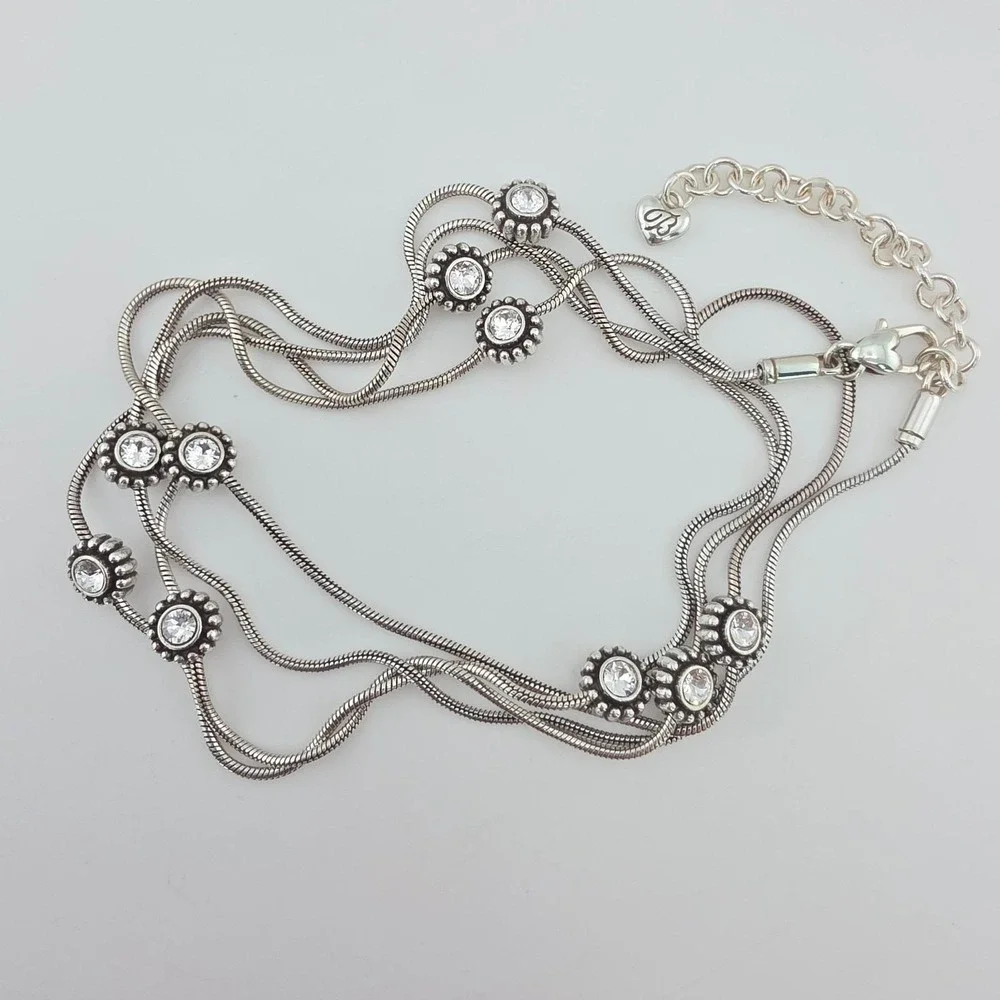 BRIGHTON 'Twinkle' Long Necklace SWAROVSKI Crystals Snake Chain Silver Plate 44